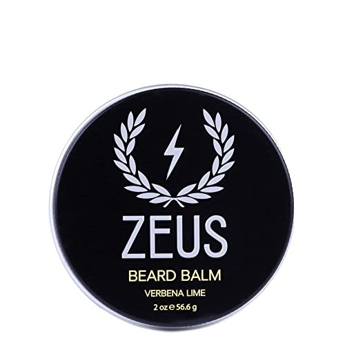 ZEUS Beard Balm Leave-In Conditioner, Beard Styling Grooming Balm with Natural Beeswax & Shea Butter (MADE IN USA) Verbena Lime