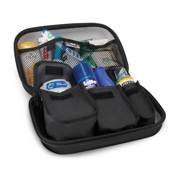 USA Gear Hard Shell Toiletry Travel Bag Organizer Kit with Customizable Storage Pockets - Perfect for Carrying Shampoo, Conditioner, Body Wash, Shavi