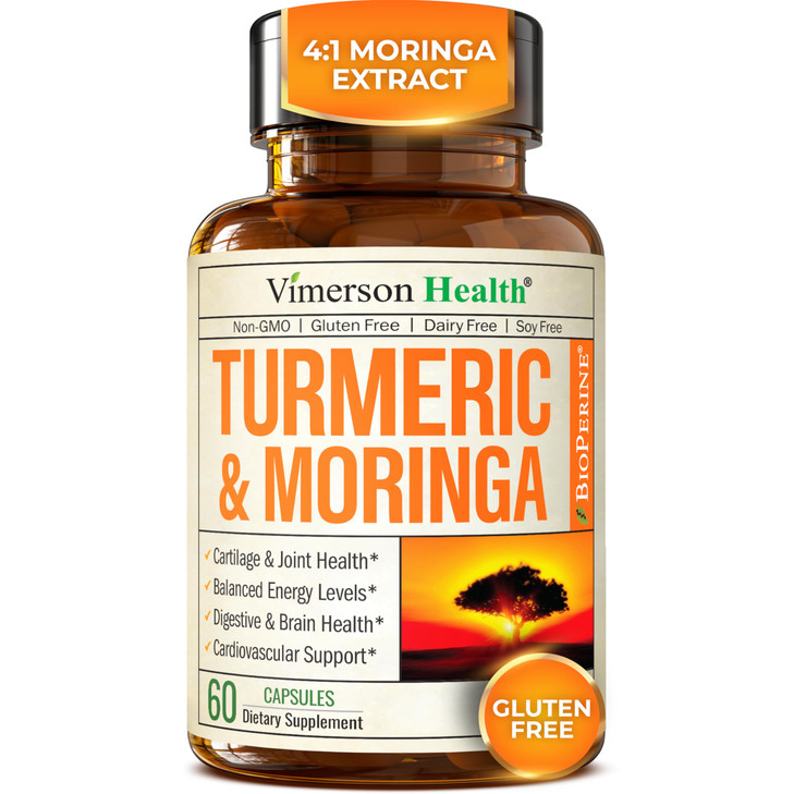 Moringa Turmeric Supplement for Joint Health, Gut Health, Energy and Immune Support  Total Wellness Formula with Tumeric Moringa Pure Capsules  Tur
