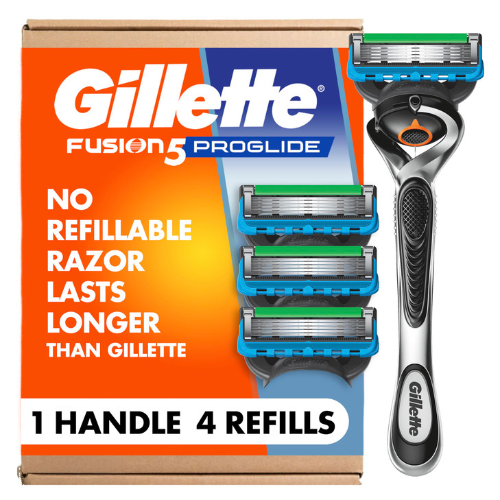 Gillette Fusion ProGlide Razor for Men, Handle + 4 Blade Refills, Plastic/Acrylic Handle