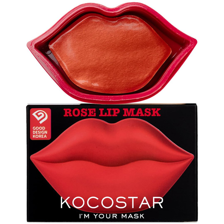 KOCOSTAR Rose Collagen Hydrogel Lip Mask with Niacinamide, Multi Functional Hydrating Lip Care for Dry and Chapped Lips, Hypoallergenic and Paraben F