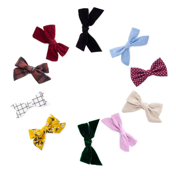 Parker Baby Co. Bows Clips, Assorted (Pack of 10) Hair Accessories for Girls -The Essentials Set