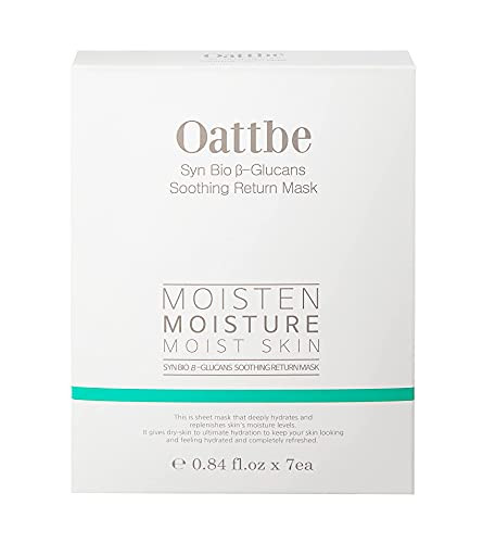 Oattbe Syn Bio Beta Glucan 7 Pack Premium Korean Sheet Masks - Instantly Hydrating Face Masks with 5 Types of Hyaluronic Acid and Antioxidants