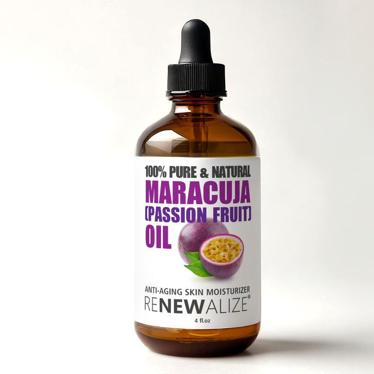 Renewalize Maracuja (Passion Fruit) Seed Facial Oil Skin Moisturizer for Face | Cold Pressed and Unrefined | For All Skin Types | Large 4 fl oz bottl