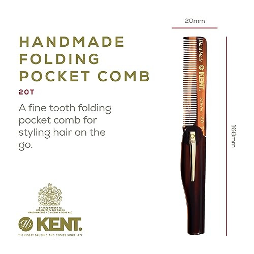 Kent Set Men's Hair Pocket Combs, 81T X-Small, FOT All Fine Tooth, 20T Fine Tooth Folding Comb. Best Hair, Beard and Mustache Grooming Kit for Travel