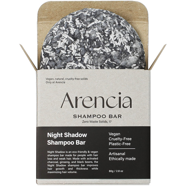 ARENCIA Night Shadow Biotin Shampoo Bar for Regrowth & Hair loss, Darkening, Gray Hair | Strengthening & Volumizing | Normal to Oily Hair | Vegan, Na