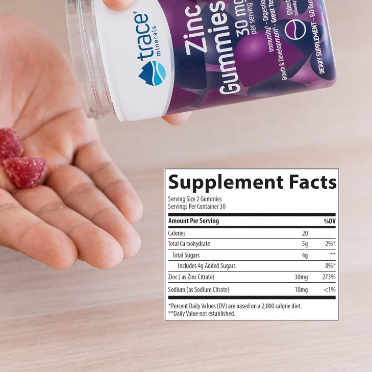 Trace Minerals Zinc - Zinc Gummy Supplement for Healthy Development & Immune Support - Digestion & Metabolism - Children's Gummy - Gelatin-Free & Veg