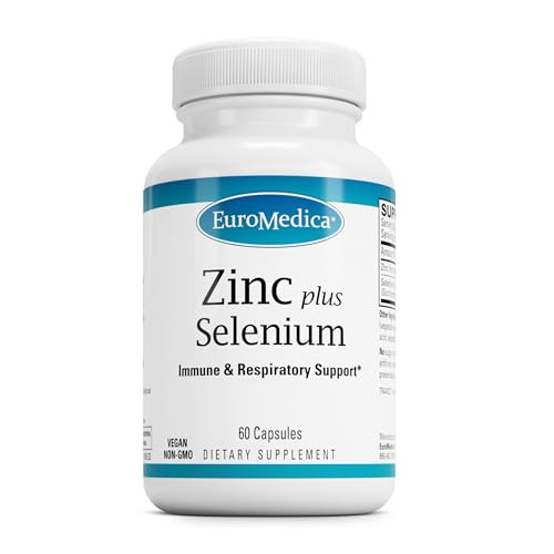 EuroMedica Zinc Plus Selenium - Immune & Respiratory Health Support Supplement - Mineral Supplement with Zinc Bisglycinate Chelate - Formula with Sel