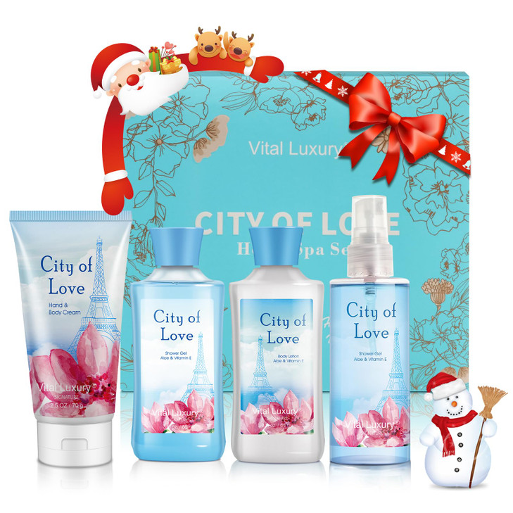 Vital Luxury Bath & Body Kit, 3 Fl Oz, Ideal Skincare Gift Home Spa Set, Includes Body Lotion, Shower Gel, Body Cream, and Fragrance Mist, Birthday M