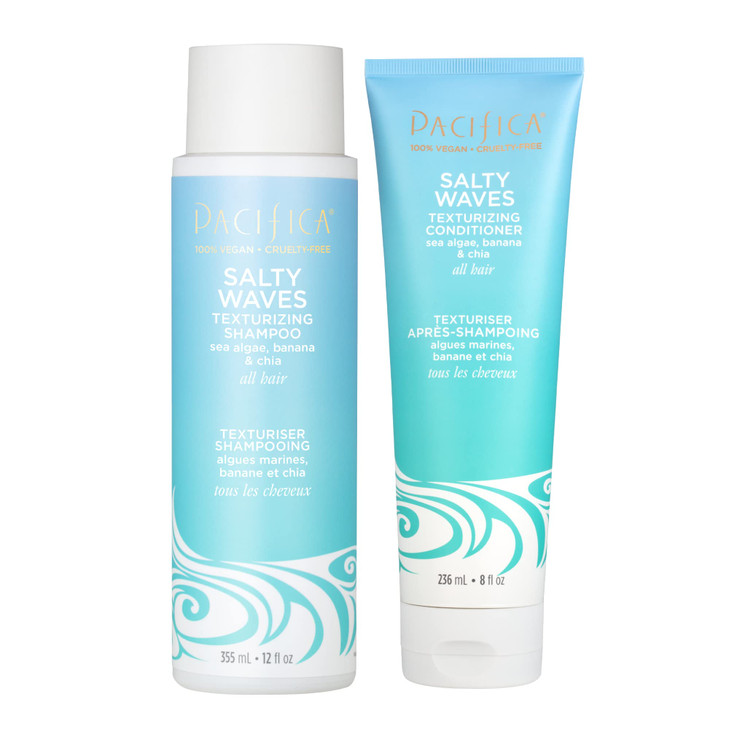 Pacifica Beauty Salty Waves Texturizing Shampoo + Texturizing Conditioner | For All Hair Types | Perfect and Effortless Beach Hair | 100% Vegan & Cru