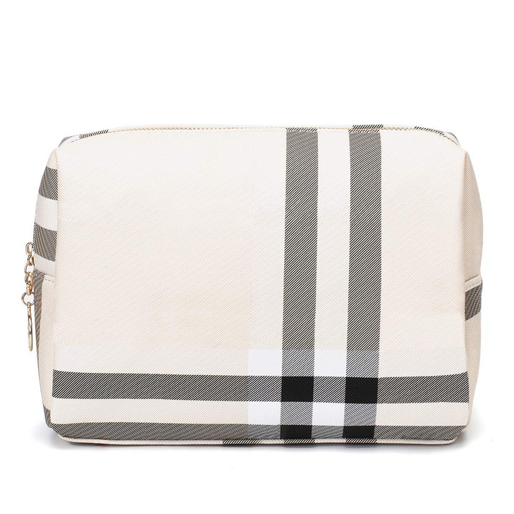 Jessyline Large Makeup Bag for Purse Luxury Women Cosmetic Bags Designer Make Up Pouch for Toiletry Travel Organizer (Beige)