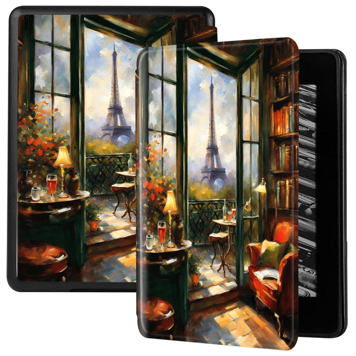 Case for Kindle Paperwhite 2021 6.8" Flip Silicone Cover Comics Seaside Girl Whale Dragon Pattern Kindle Paperwhite Signature Edition Protective Shel