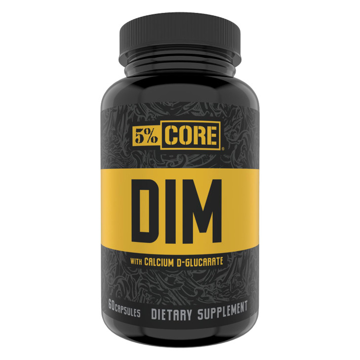 5% Nutrition Core DIM Supplement | Estrogen Support for Men & Women | Natural Diindolylmethane w/Calcium D-Glucarate, Organic Broccoli Powder + Biope