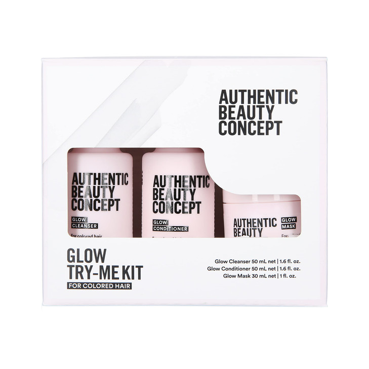 Authentic Beauty Concept Glow Try-Me Kit | For Color Treated Hair | Preserves Color & Shine | Vegan & Cruelty-free | Silicone-free | Travel Size Clea