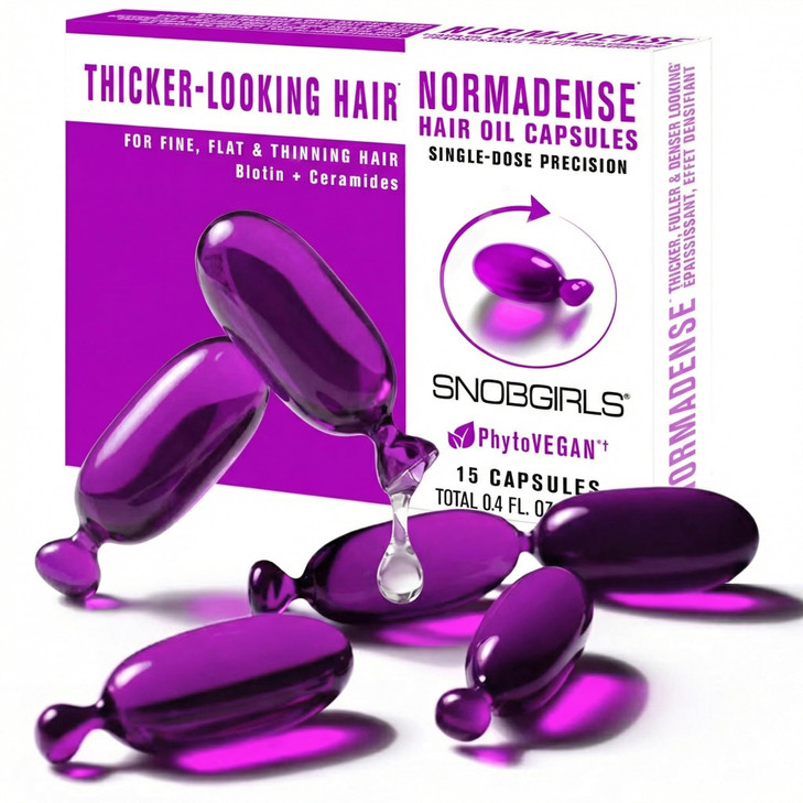 SNOB GIRLS Thickening Hair Oil Capsules for Thinning Hair  Lightweight Leave-In Serum for Thicker-Looking, Fuller Hair with Biotin + Ceramides | Vol