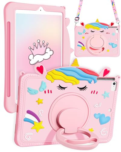 Gurgitat for iPad Air 11 Inch M2 2024/M3 2025/Air 5th/4th Generation 10.9"/Pro 11 Cases - with Pen Holder Cute Cartoon Unicorn Silicone Tablet Cover