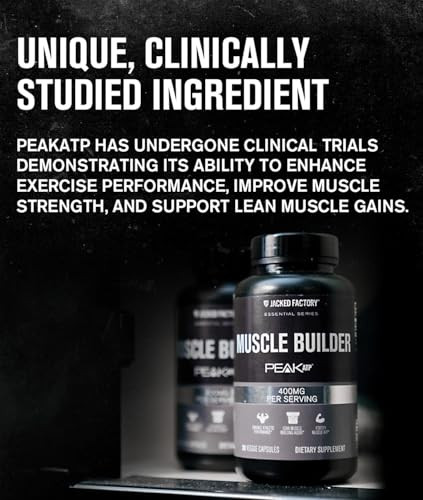 Jacked Factory Essentials Muscle Builder - ATP Muscle Builder for Men with Peak ATP to Support Muscle Gain, Enhance Athletic Performance, & Increase