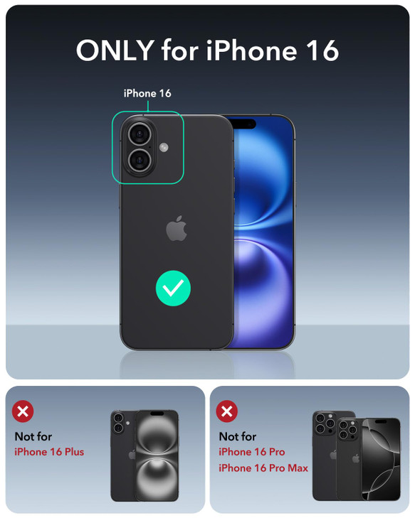 ESR for iPhone 16 Case with Stash Stand, Camera Control, 23FT Military-Grade Shock-Absorbing Drop Protection, Compatible with MagSafe Accessories, Ma