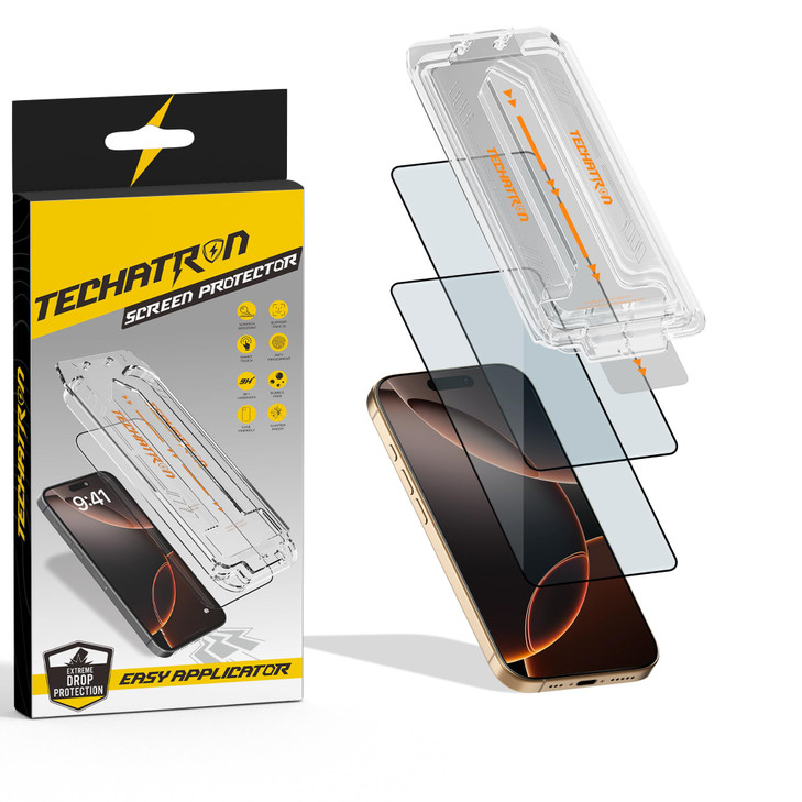 TECHATRON Tempered Glass for iPhone 16 Pro Screen Protector, Easy Install, 9H+ Hardness, Edge to Edge Coverage, Thin & Ultra Clear, Easy Applicator,