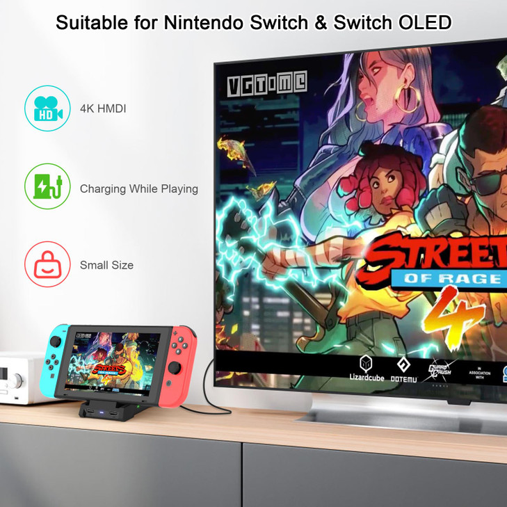 ID CHINSION Dock for Nintendo Switch & Switch OLED, Portable Replacement TV Docking Station with 4K HDMI, Type-C and USB Port for Official Nintendo S