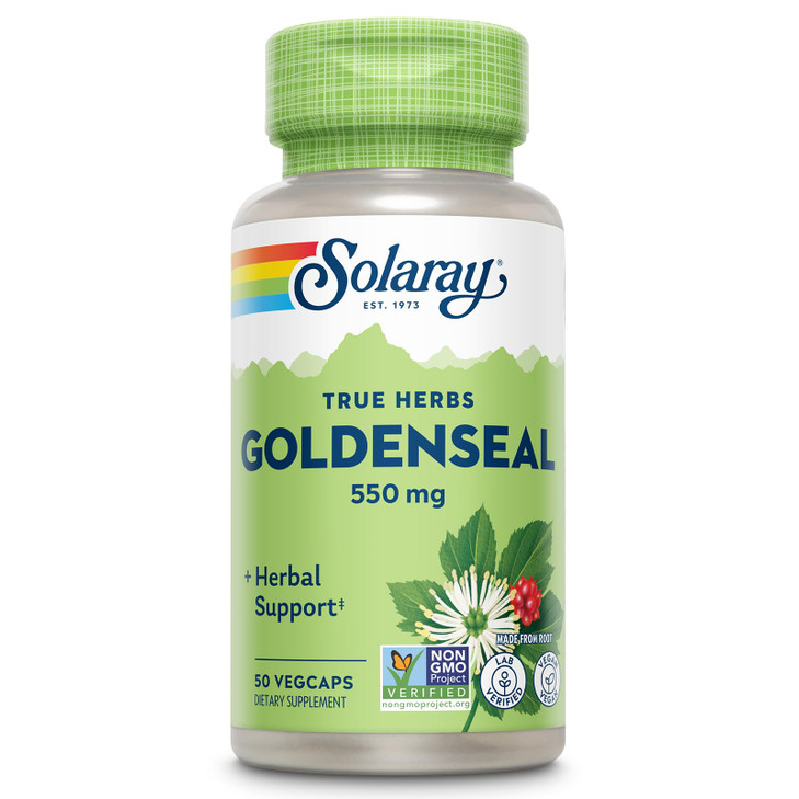 SOLARAY Goldenseal Root Capsules - 550 mg, Golden Seal Herbal Supplements for Wellness Support, Vegan, No Gluten, for Adults - 50 Count VegCaps