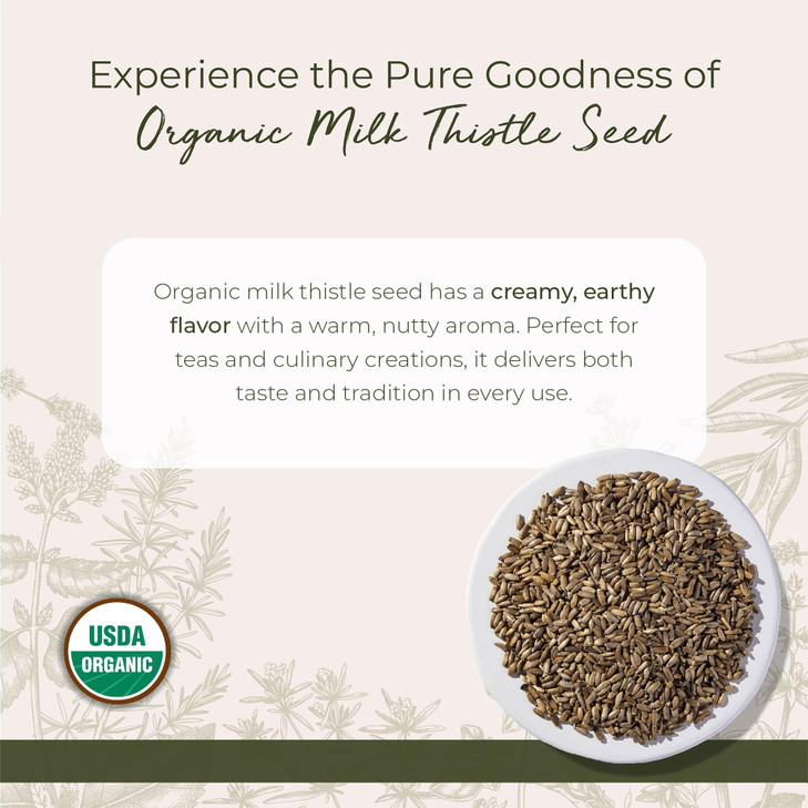 Starwest Botanicals Organic Milk Thistle Seed Whole - Loose Leaf Milk Thistle for Tea & Cooking, Mix in Juice, Add to Smoothies, Oatmeal, & Yogurt, C
