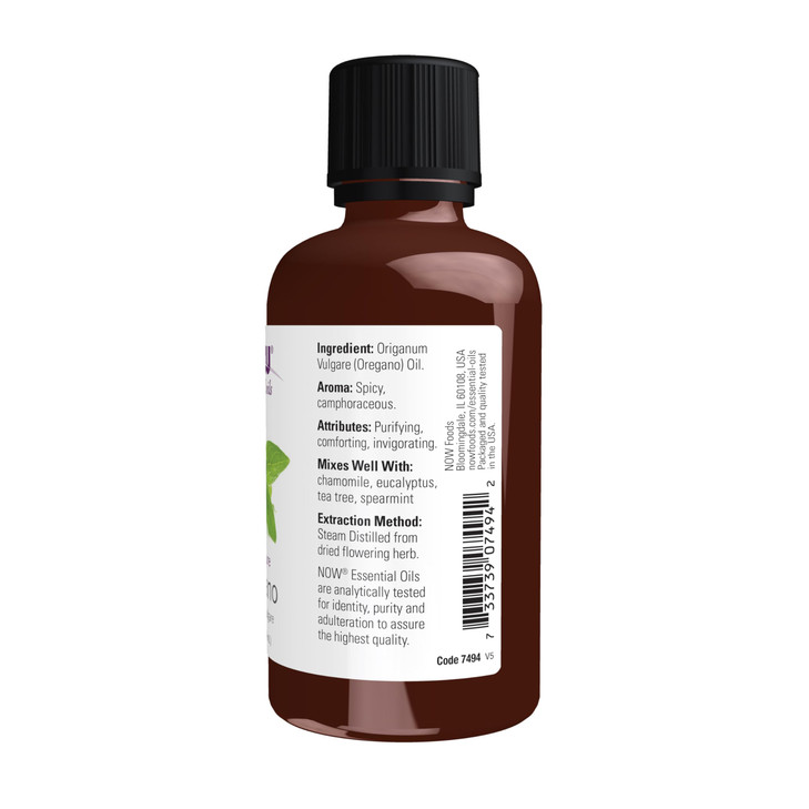 NOW Essential Oils, Oregano Oil, Comforting Aromatherapy Scent, Steam Distilled, 100% Pure, Vegan, Child Resistant Cap, 2-Ounce