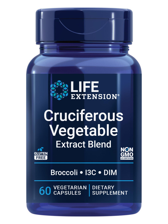Life Extension Cruciferous Vegetable Extract Blend, Broccoli Extract, I3C, Helps Maintain DNA Health & Already Healthy Hormone Levels, Gluten Free, N