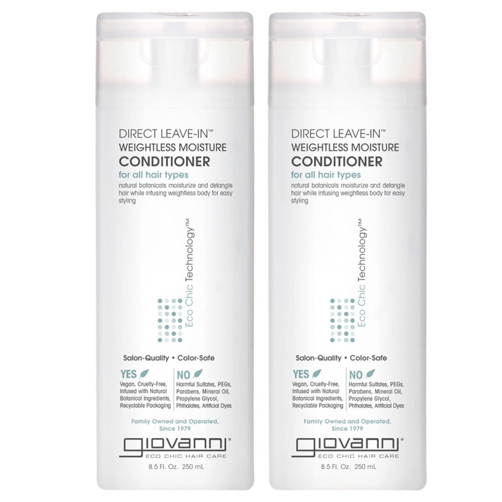GIOVANNI Direct Leave-In Weightless Moisture Conditioner - Co-Wash, Great for Curls & Wavy Hair, Wash & Go, Salon Quality, No Parabens, Infused with