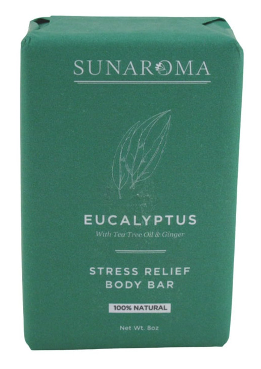 Sunaroma Soap Bar Eucalyptus With Tea Tree + Ginger 8 Ounce (3 Pack)
