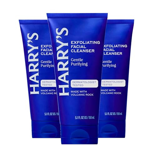 Harry's Exfoliating Face Wash for Men, Gentle Facial Skin Care Products with Volcanic Rock Exfoliant, Dermatologist Tested, 5.1 Fl. Oz, 3 Pack