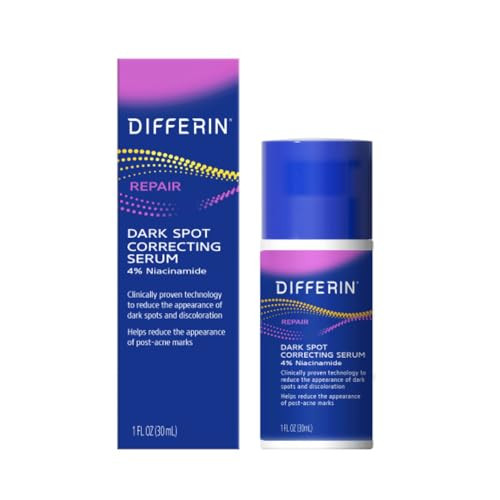 Differin Dark Spot Correcting Face Serum, Dark Spot Correcting Serum by the makers of Differin Gel, Gentle Skin Care for Acne Prone Sensitive Skin, 1