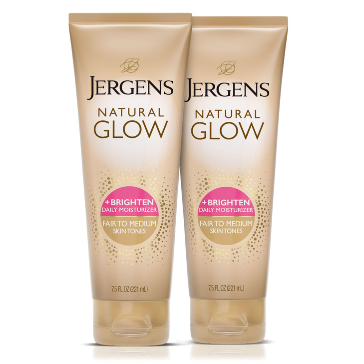 Jergens Natural Glow Self Tanner Body Lotion, Sunless Tanning, Fair to Medium Skin Tone, Daily Moisturizer with Coconut Oil, Vitamin E and Antioxidan