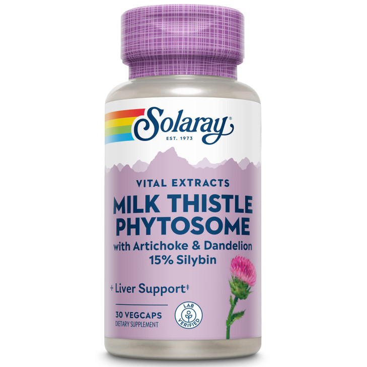 SOLARAY Milk Thistle Phytosome with Artichoke, Dandelion, and Ginger - Milk Thistle Extract Supplying 15% Silybin - Liver Supplement - 60-Day Guarant