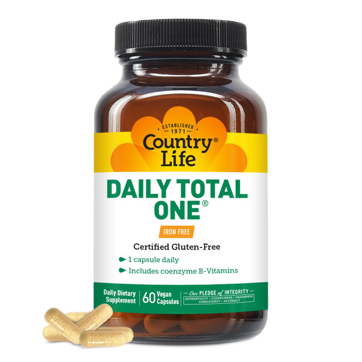 Country Life Daily Total One Multivitamin, Iron Free Once a Day Multivitamin & Multimineral Complex, Vitamins A, C, D, Including Coenzyme B-Vitamins,
