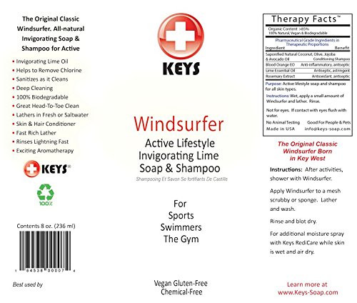 Windsurfer Lime Soap and Shampoo 8oz Shampoo by Keys