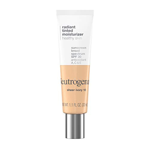 Neutrogena Healthy Skin Radiant Tinted Facial Moisturizer with Broad Spectrum SPF 30 Sunscreen Vitamins A, C, & E, Lightweight, Sheer, & Oil-Free Cov