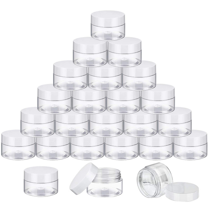SATINIOR 36 Pieces 2.5 oz Plastic Jars with Lids Wide Mouth Airtight Reusable Container Acrylic Cosmetic Small Jars for Lotions Ointments Travel Toil