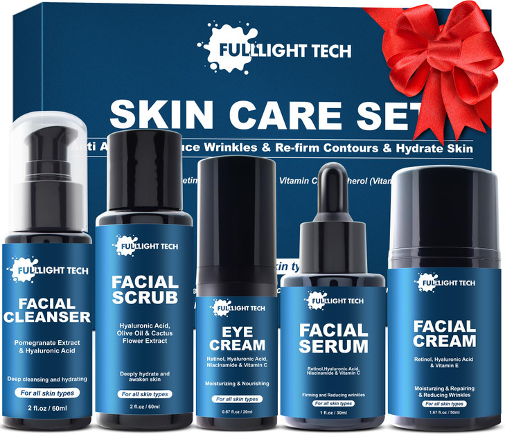 Skin Care for Men Gifts Set,Anti-aging Skin Care Kit for Tigten,Firm & Hydrate Skin,Retinol,Hyaluronic Acid Mens Self Care Facial Kit,Men Birthday Va