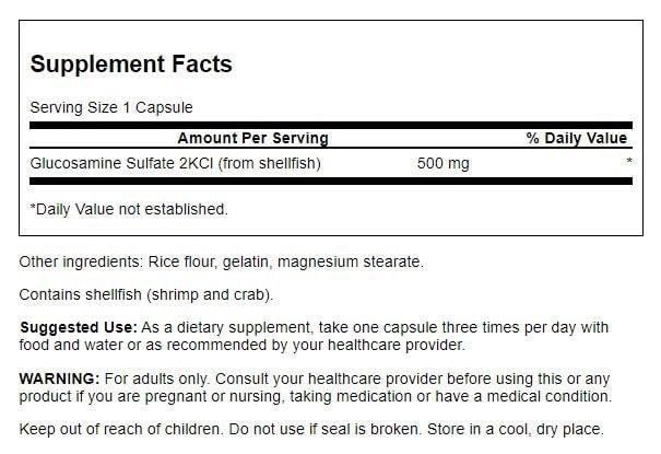 Swanson Glucosamine Sulfate 2Kcl 500 Milligrams 400 Capsules