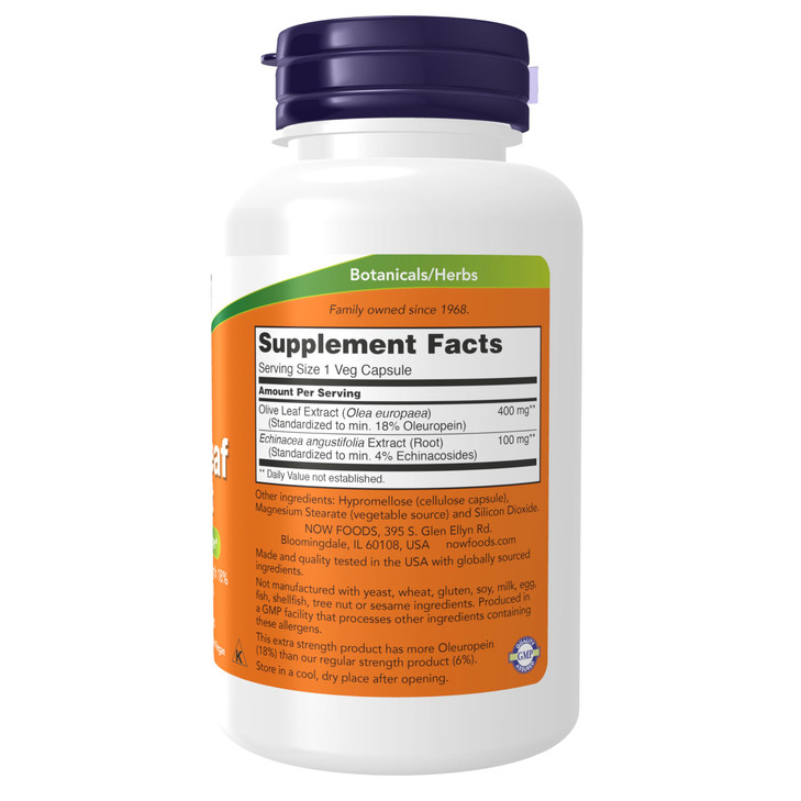 NOW Foods Supplements, Olive Leaf Extract with Echinacea Extract 4%, Extra Strength, Free Radical Scavenger*, 100 Veg Capsules