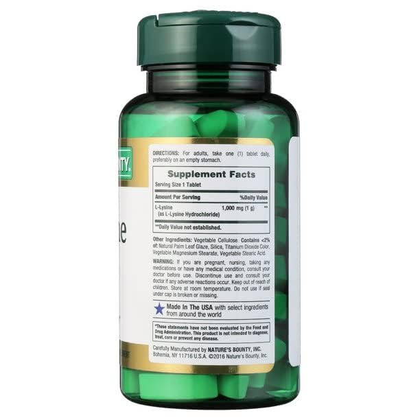 Nature's Bounty L-Lysine 1000 Mg Tablets 60 Ea (Pack of 4)