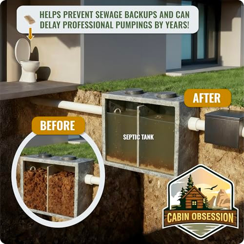 Septic Tank Treatment - 1 Year Supply of Septic Safe Dissolvable Easy Flush Live Bacteria Packets (12 Count) - Best Way to Prevent Expensive Sewage B