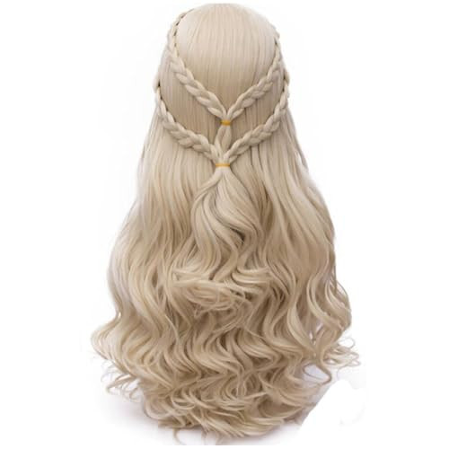 Probeauty Long Blonde Braid Wig Women Halloween Costume Cosplay Wig Cap ( Curly Braid B)