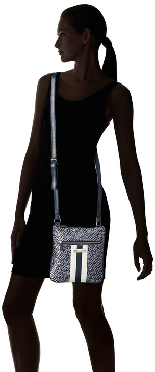 Nautica Womens Lakeside Signature Jaquard North South Crossbody Bag, Indigo, One Size
