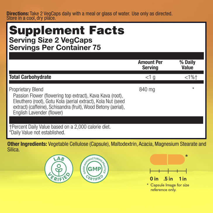 Natural Balance Happy Camper - Feel-Good Mood Support Supplement - Gotu Kola, Passion Flower, and Kava Kava Capsules - 60-Day Guarantee - 75 Servings