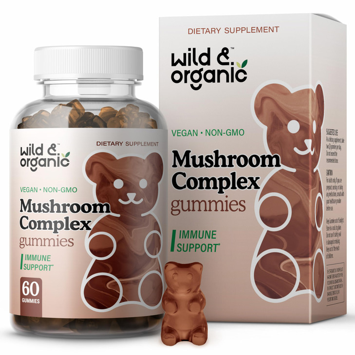 Wild & Organic Mushroom Gummies - Lion's Mane, Cordyceps, Turkey Tail, Reishi, Chaga, Maitake - 10-in-1 Complex - Mushroom Supplement Gummies for Imm