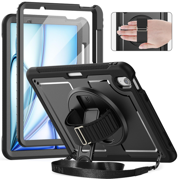 timecity Case for iPad Air 11-Inch (M3) 2025/ (M2) 2024 6th Generation, with Screen Protector/Pen Holder/Hand & Shoulder Strap/ 360° Rotating Kicksta