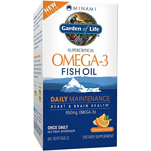 Garden of Life Fish Oil Omega 3 EPA/DHA for Natural Brain Function, Heart & Mood, 850mg Fatty Acid Supplements, Minami - Orange Flavor Ultimate Once