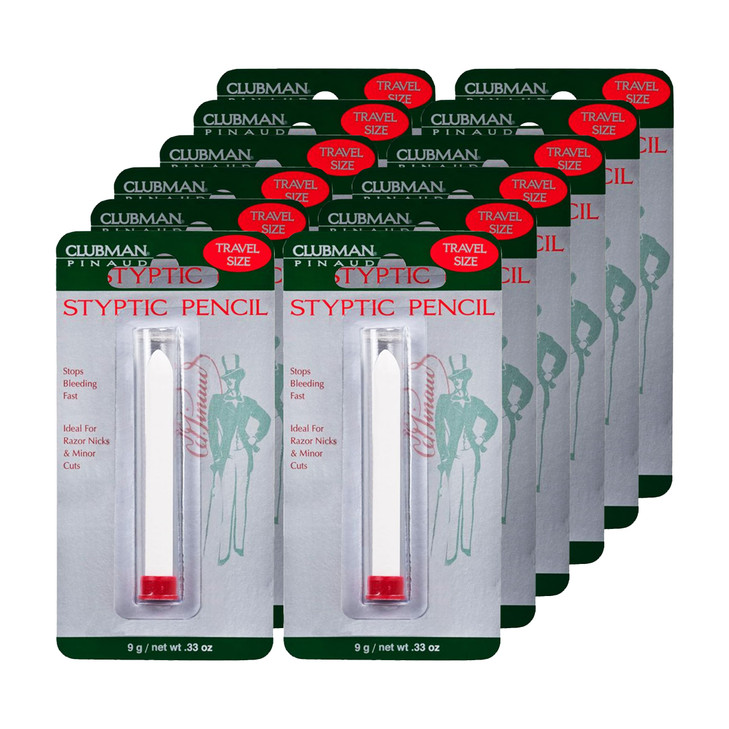 Clubman Pinaud Travel Size Styptic Pencil, Quick Nick & Cut Healing for Shaving, 0.33 Oz (Pack of 12)